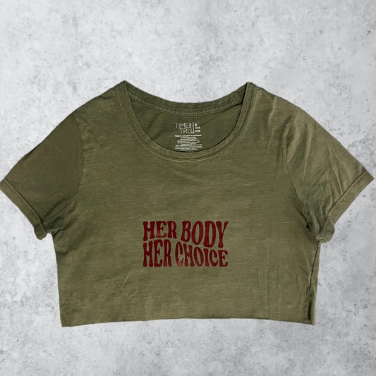 Green Cropped Her Body Her Choice Tee | Women's S