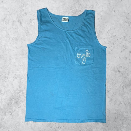 Blue Angry Uterus Comfort Colors Pocket Tank | S