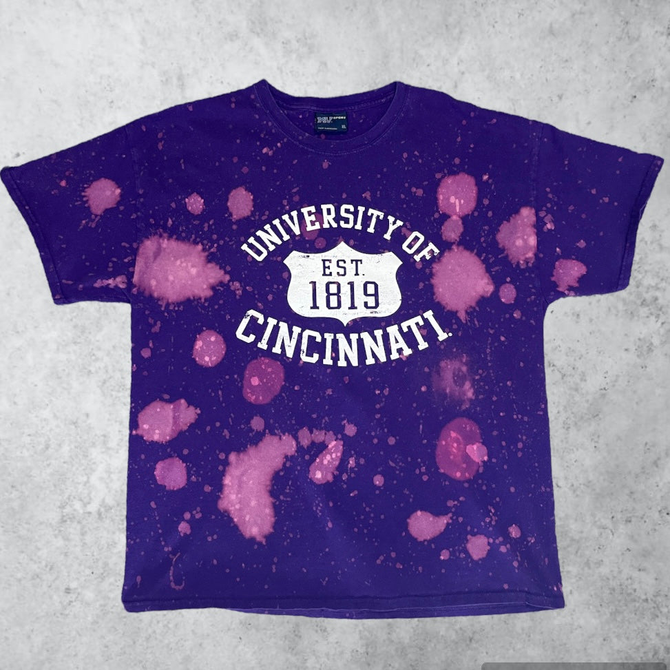 Purple Bleached UC Cincinnati Tee | XL