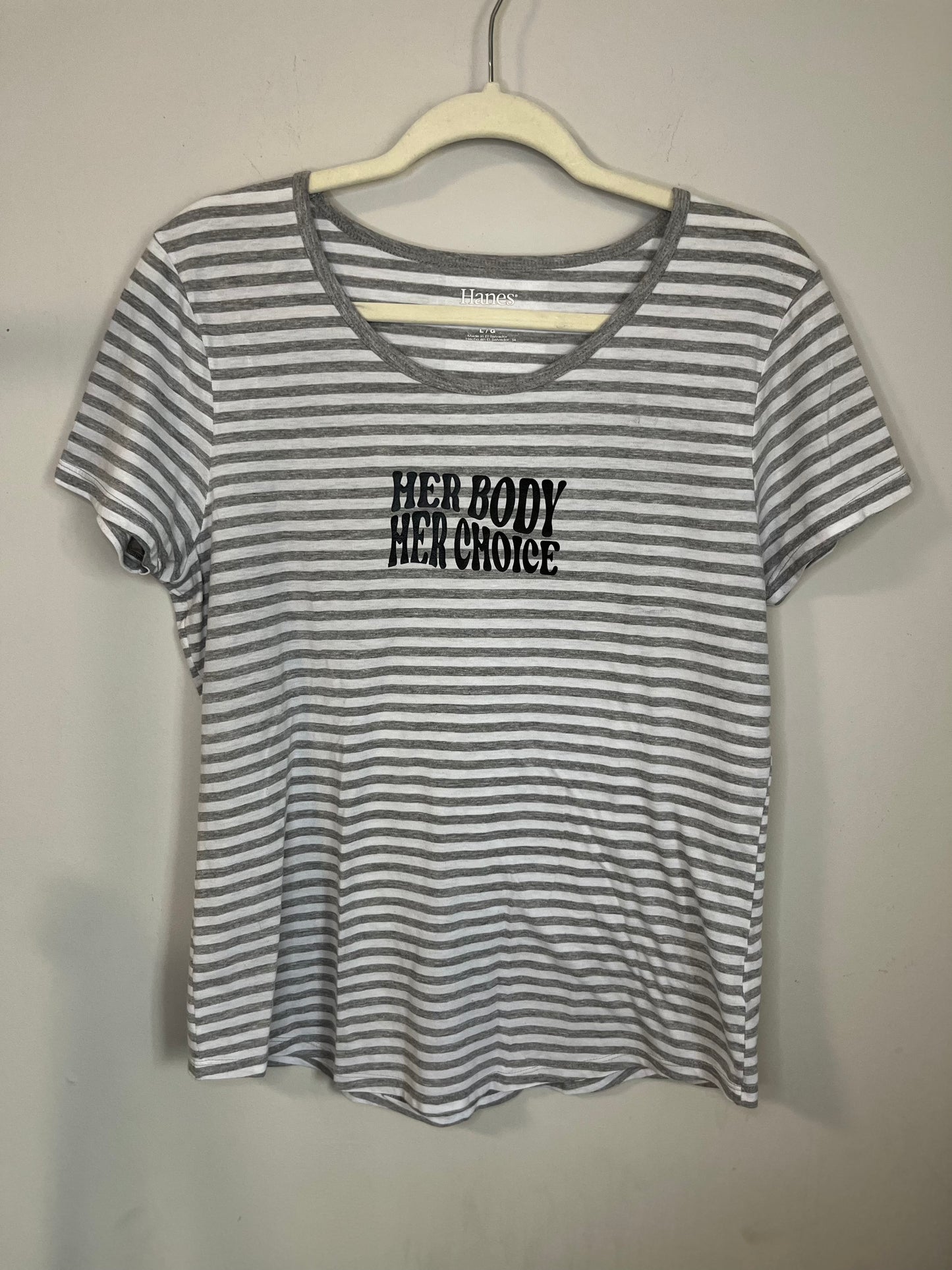Striped Her Body Her Choice Tee | Women's L