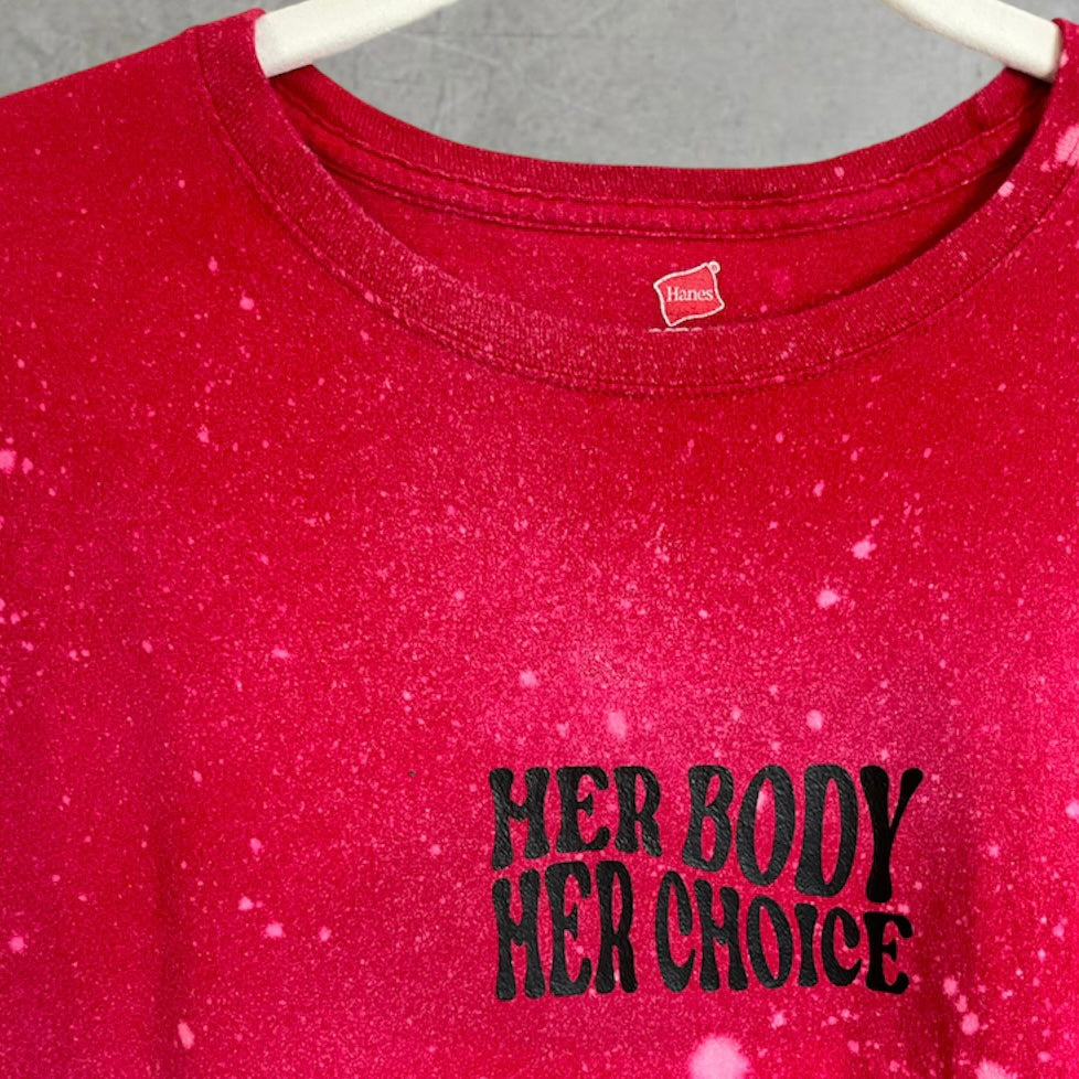 Red Bleached Her Body Her Choice Fitted Tee | Women's XL