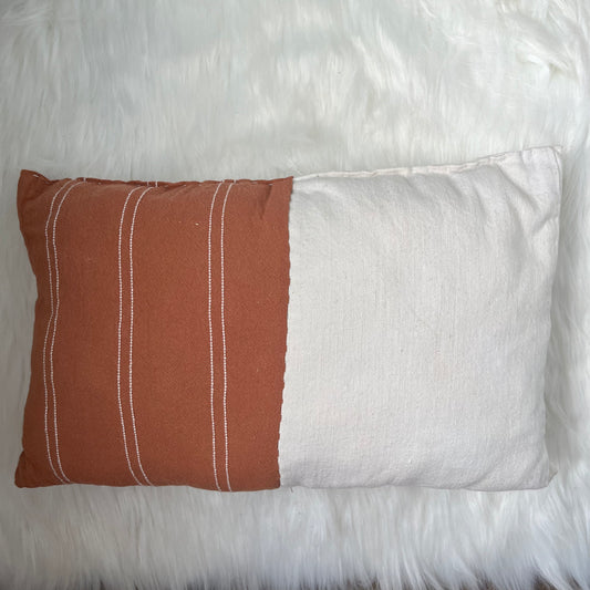 White Denim & Orange Pillow