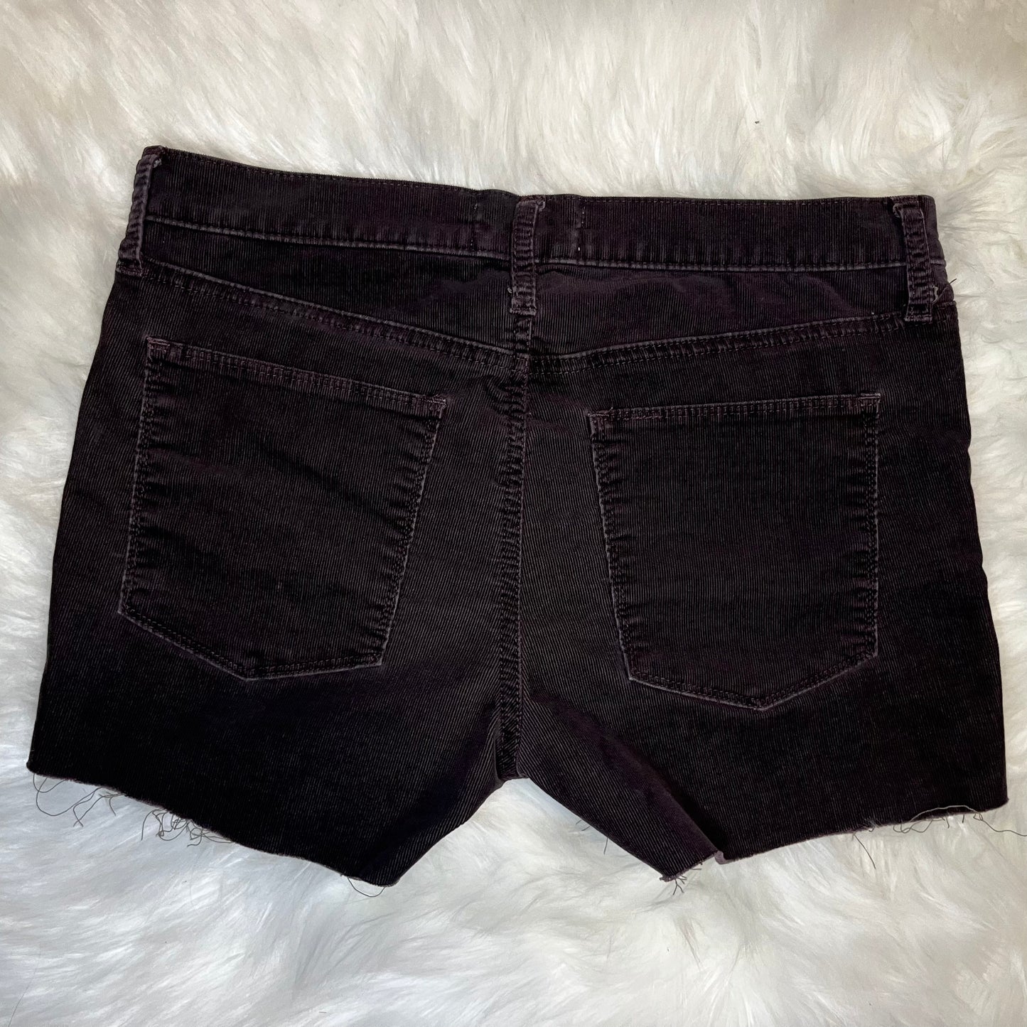 Brown Mid-Rise Corduroy Shorts w/ Matching Scrunchie | W: 32 in