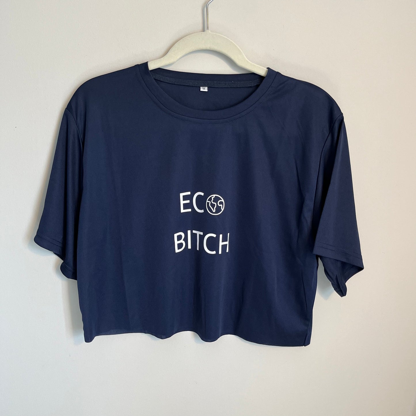Cropped Eco Bitch Navy Tee | Size M